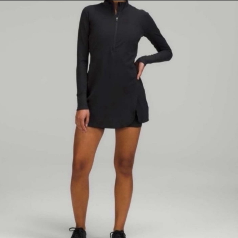 lululemon athletica Olive Green Long-Sleeve Half-Zip Mini Dress